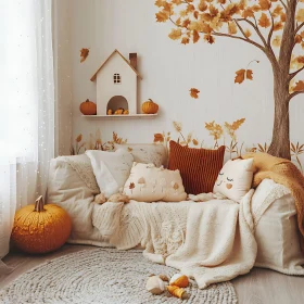 Cozy Autumn Interior with Pillows