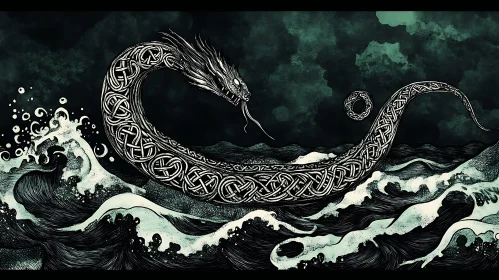 Serpentine Celtic Sea Monster Artwork