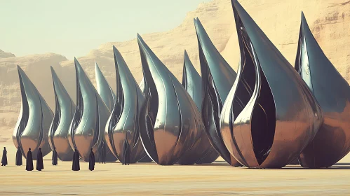 Metallic Forms in Arid Landscape