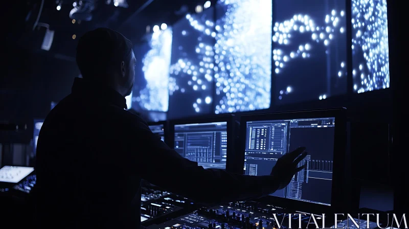Console Operator in Blue Light