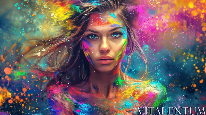 Colorful Powder: A Captivating Portrait of a Woman AI Image