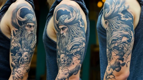 Norse Mythology-Inspired Arm Tattoo