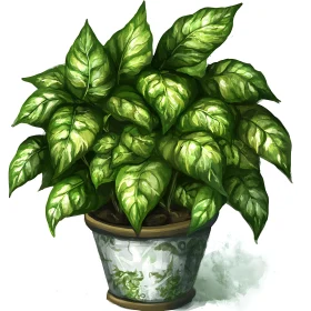 Variegated Leaf Plant in Ornate Container