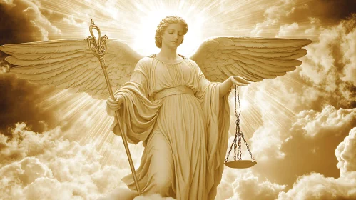 Golden Angel with Scales and Staff