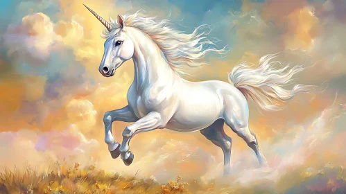 A Unicorn's Leap into a Golden Dreamscape