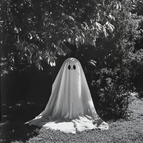 Monochrome Ghost in Garden