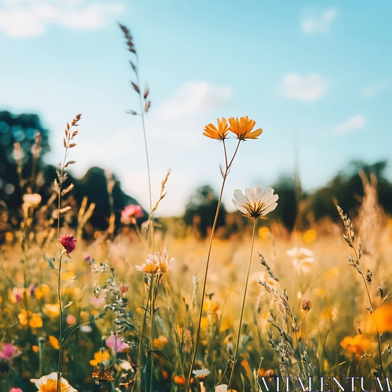 AI ART Golden Field of Flowers