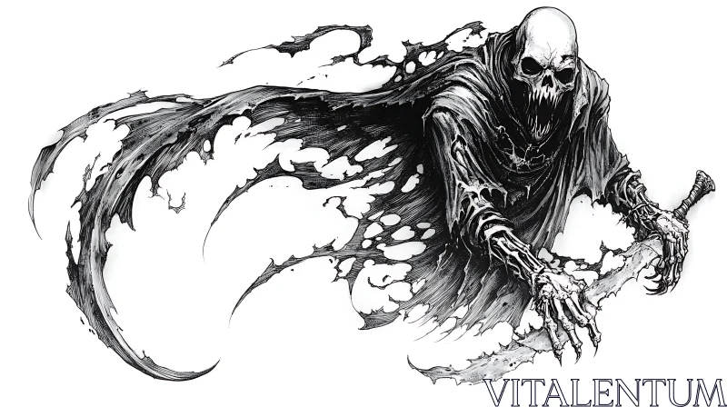 Monochrome Skeleton Warrior with Sword