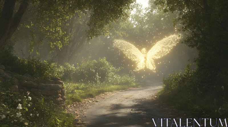 Glowing Angel Over Forest Path