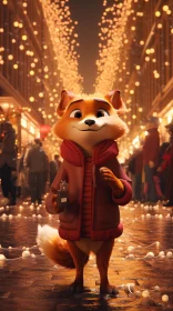 Fox Character in Winter Outfit