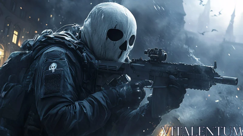 Warrior with Skull Mask