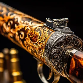 Ornate Firearm Featuring Detailed Floral Patterns