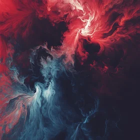 Fluid Red and Blue Abstract Painting