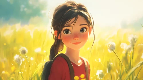 Young Girl in Sunny Meadow Art