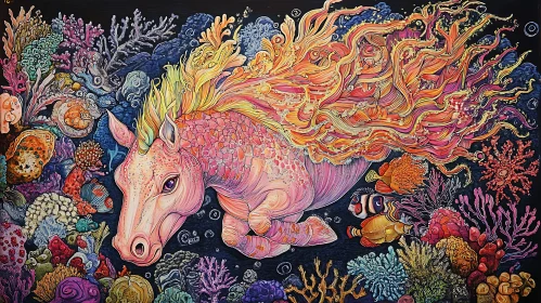 Coral Reef Horse Fantasy Painting