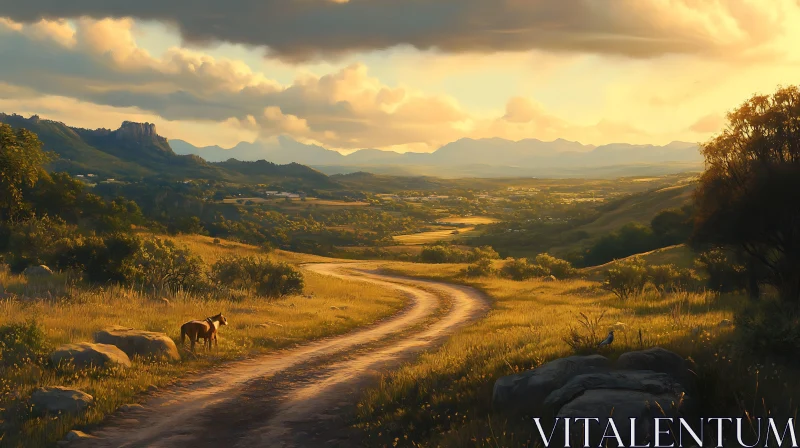 Scenic Countryside Road at Sunset