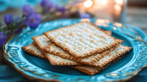 Traditional Matzah Display for Passover Celebration