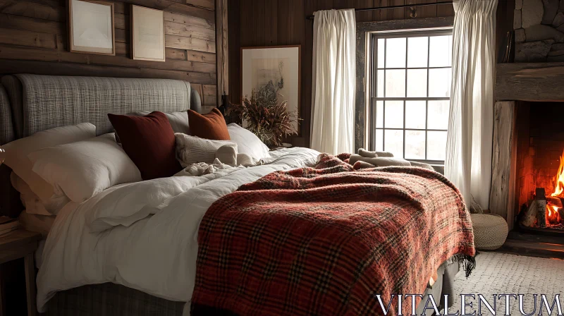 Warm and Inviting Bedroom with Plaid Blanket