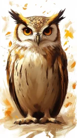 Regal Owl Artwork in Warm Hues
