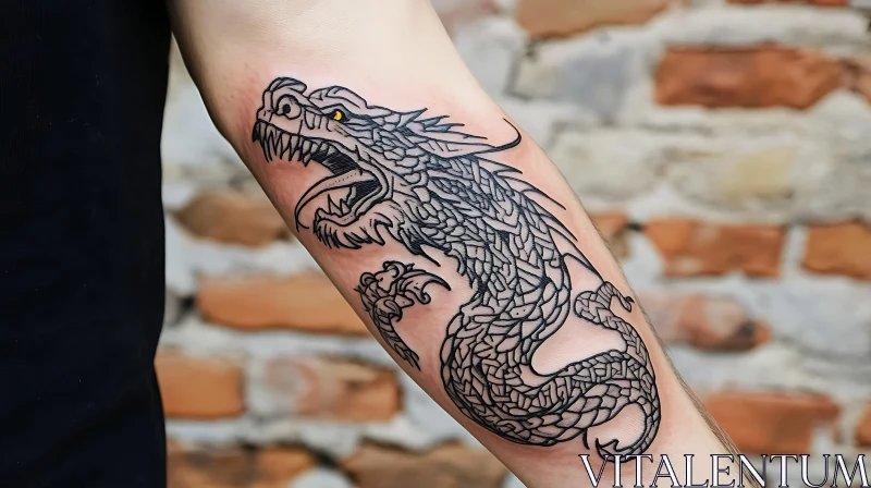 Detailed Dragon Tattoo Design on Forearm