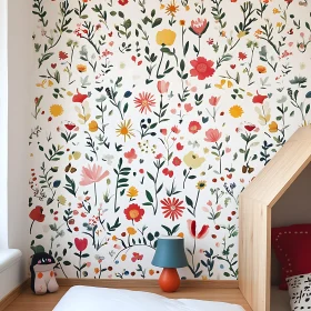 Colorful Flowers on Nursery Wall