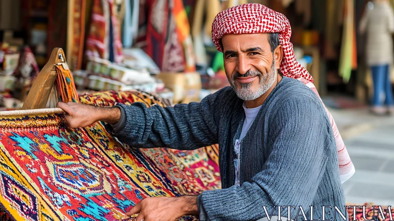 Man Selling Traditional Carpet
