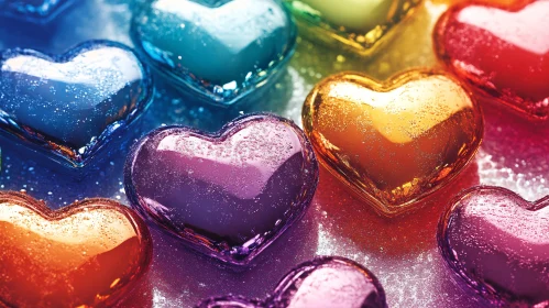 Rainbow Hearts - Glass Art