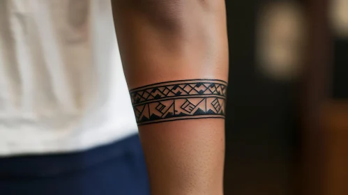 Geometric Tribal Tattoo Design on Forearm