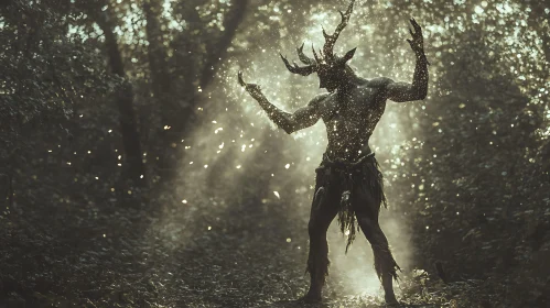 Antlered Forest Being with Magical Sparkles