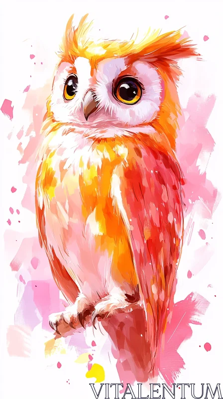Vivid Owl Art with Expressive Features