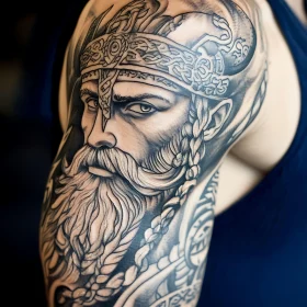 Intricate Viking Man Portrait Tattoo