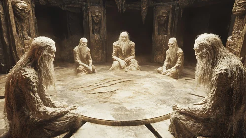 Monochrome Stone Figures in a Circle
