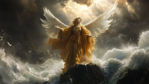 Serene Angel in Turbulent Waters