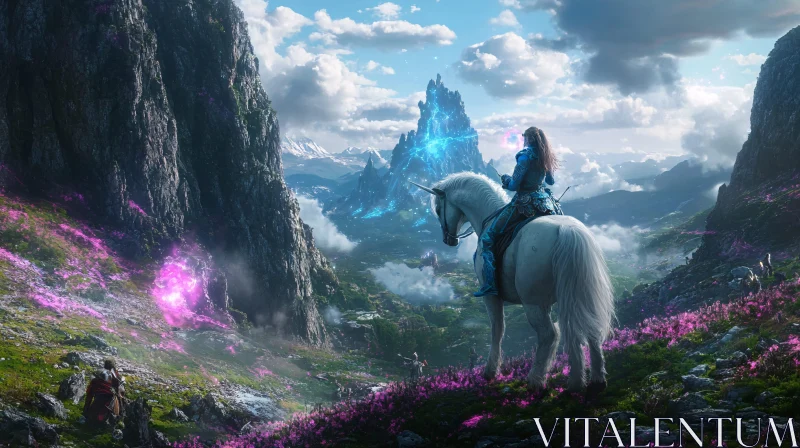Mystical Journey: Woman and Unicorn Scene