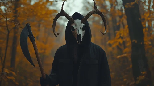 Mysterious Forest Figure with Scythe
