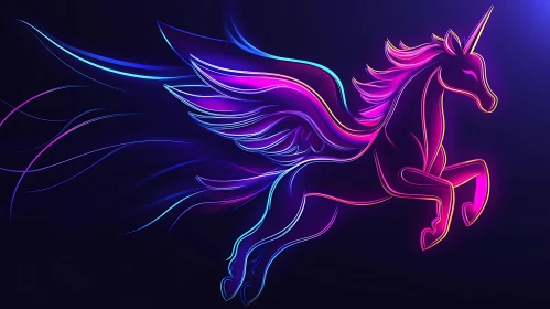 Winged Unicorn in Neon Lights