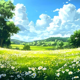 Scenic View of Blooming Field
