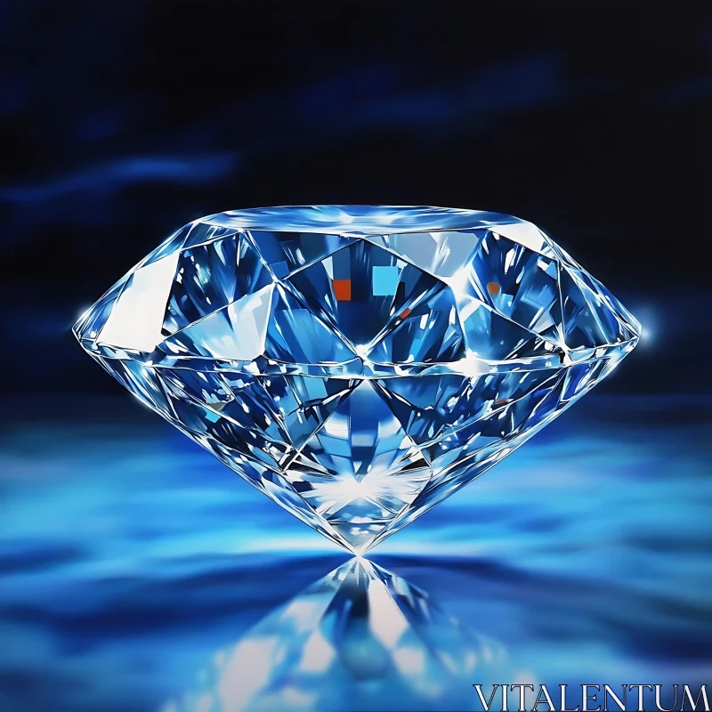 Luminous Diamond on Reflective Surface