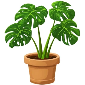 Cartoon Monstera Plant Illustration