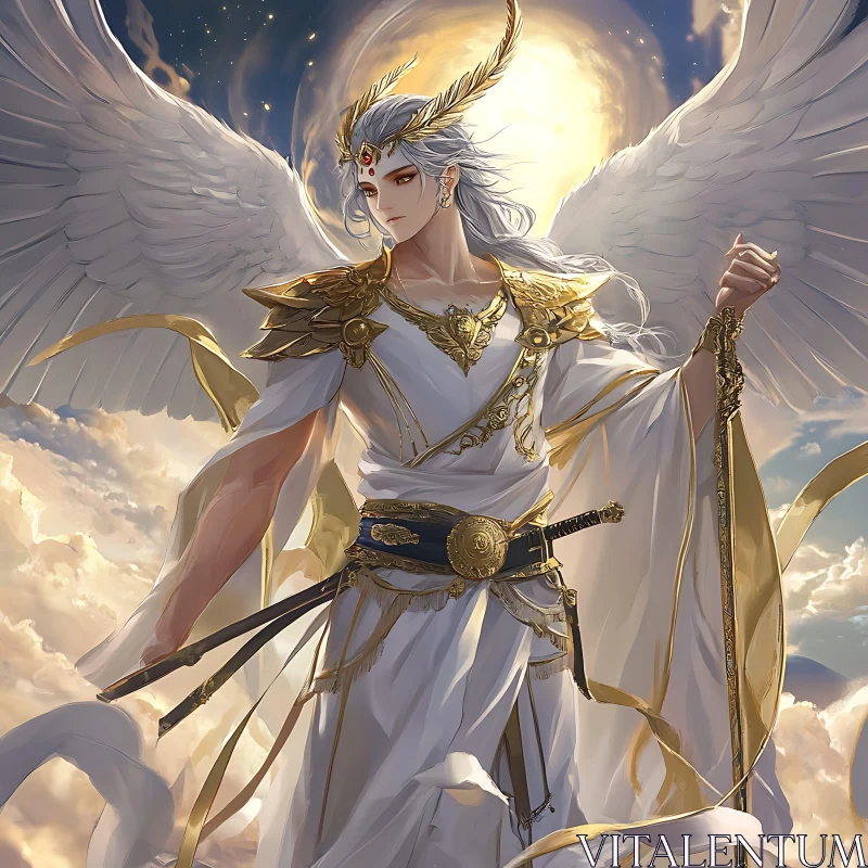 Winged Angel Warrior in Divine Light