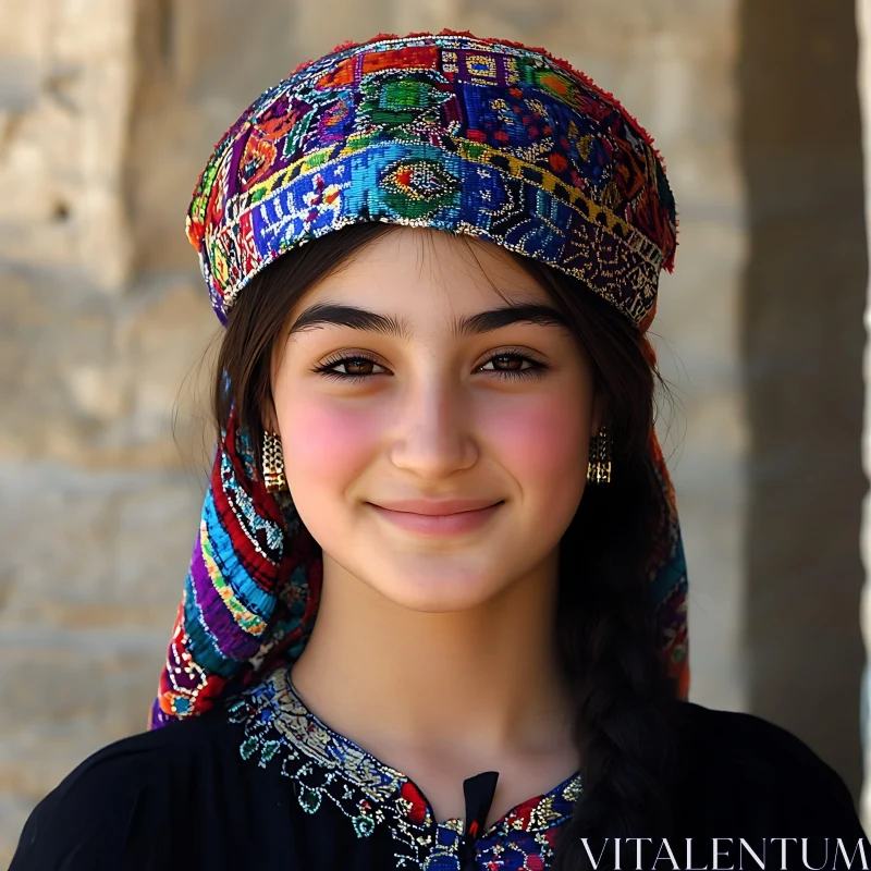 Ethnic Portrait of a Smiling Girl