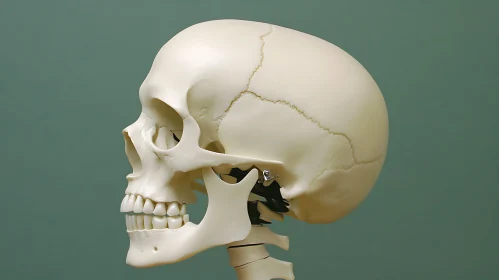 Human Skull Anatomy on Teal Background