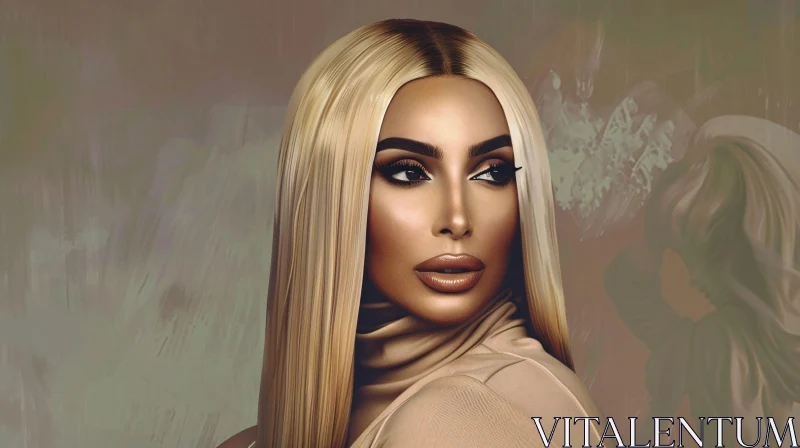 AI ART Elegant Blonde Kim Kardashian Portrait