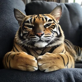 Resting Tiger on a Sofa