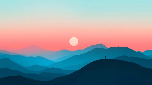 Peaceful Mountain Sunset Landscape