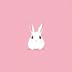 Minimalist Rabbit Art on Pink Background
