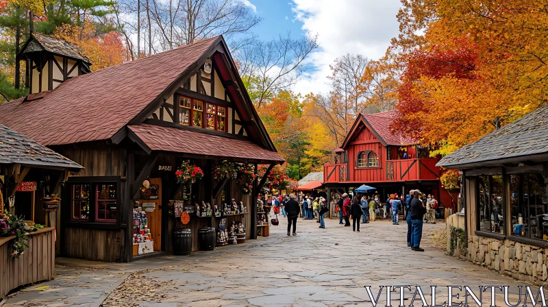 Picturesque Fall Scene in a Historic Town