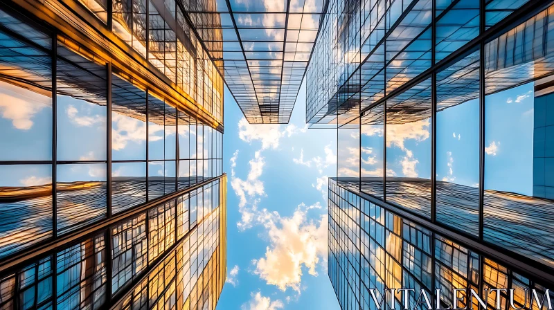 Skyward View of Reflective Glass Buildings