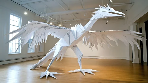 Geometric Paper Bird Art Installation