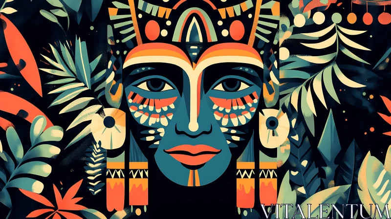 Stylized Face in Abstract Composition